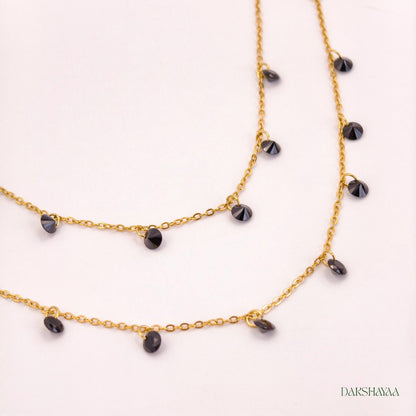 Black Crystal Charm Anklets