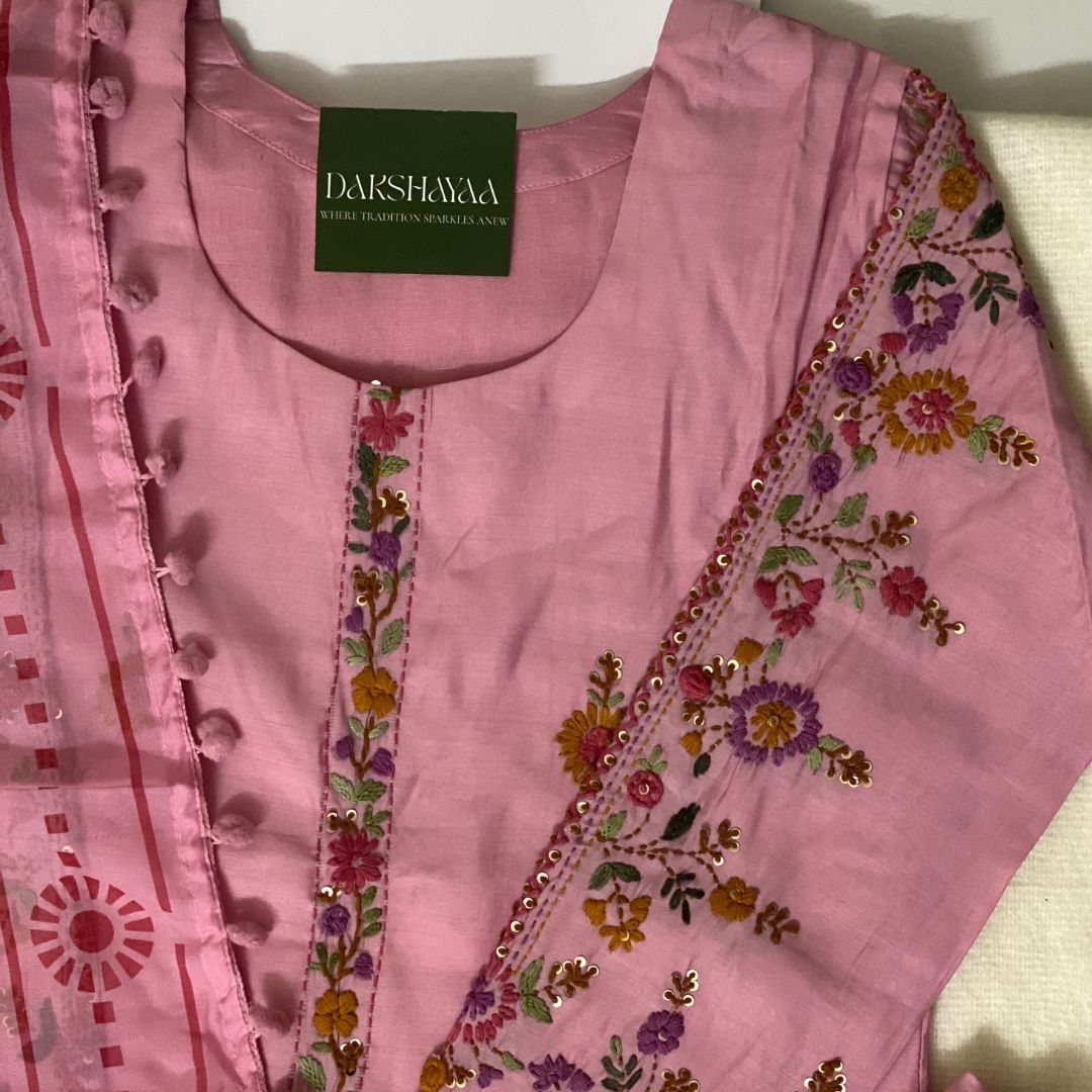 Blush Bloom Embroidered Kurta Set