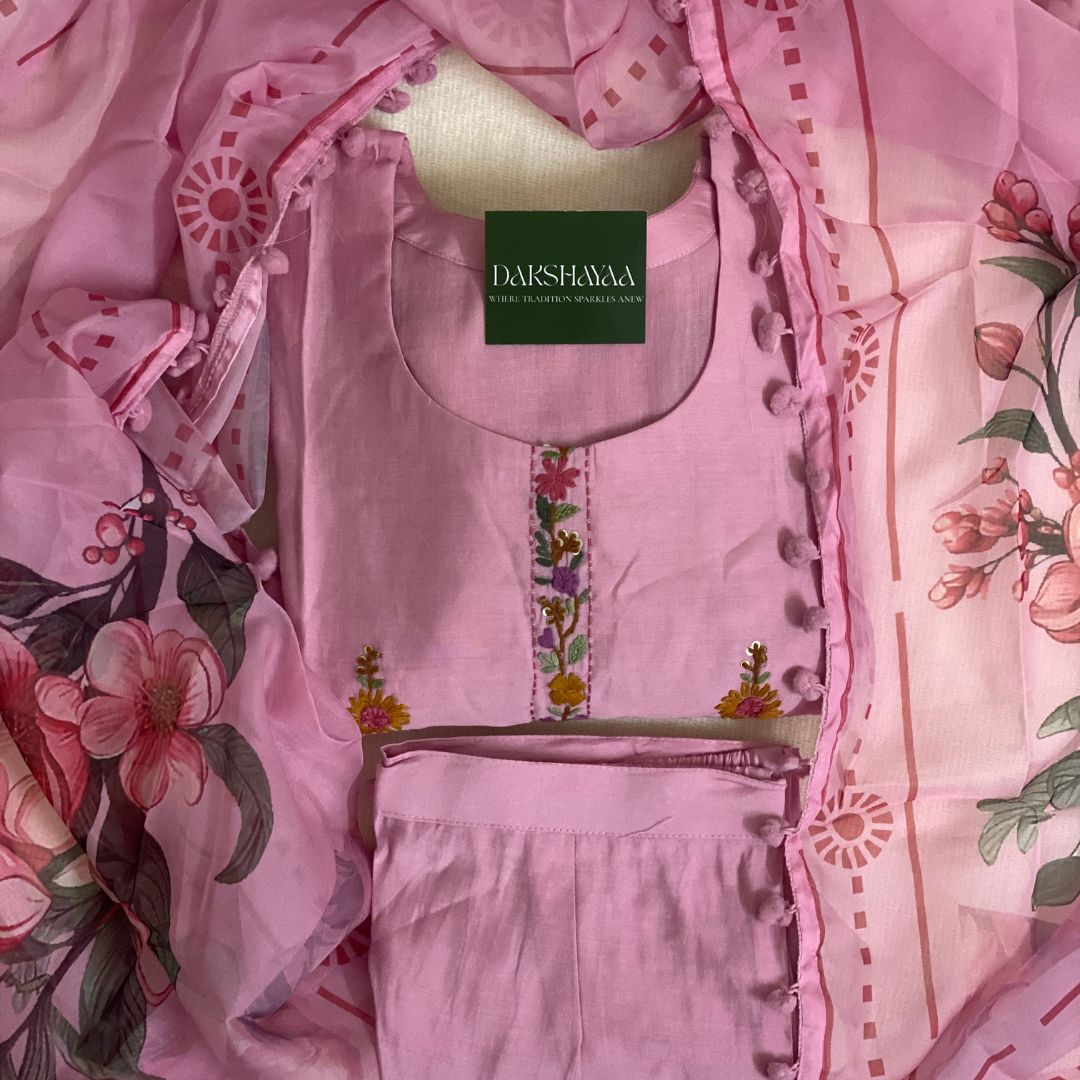 Blush Bloom Embroidered Kurta Set