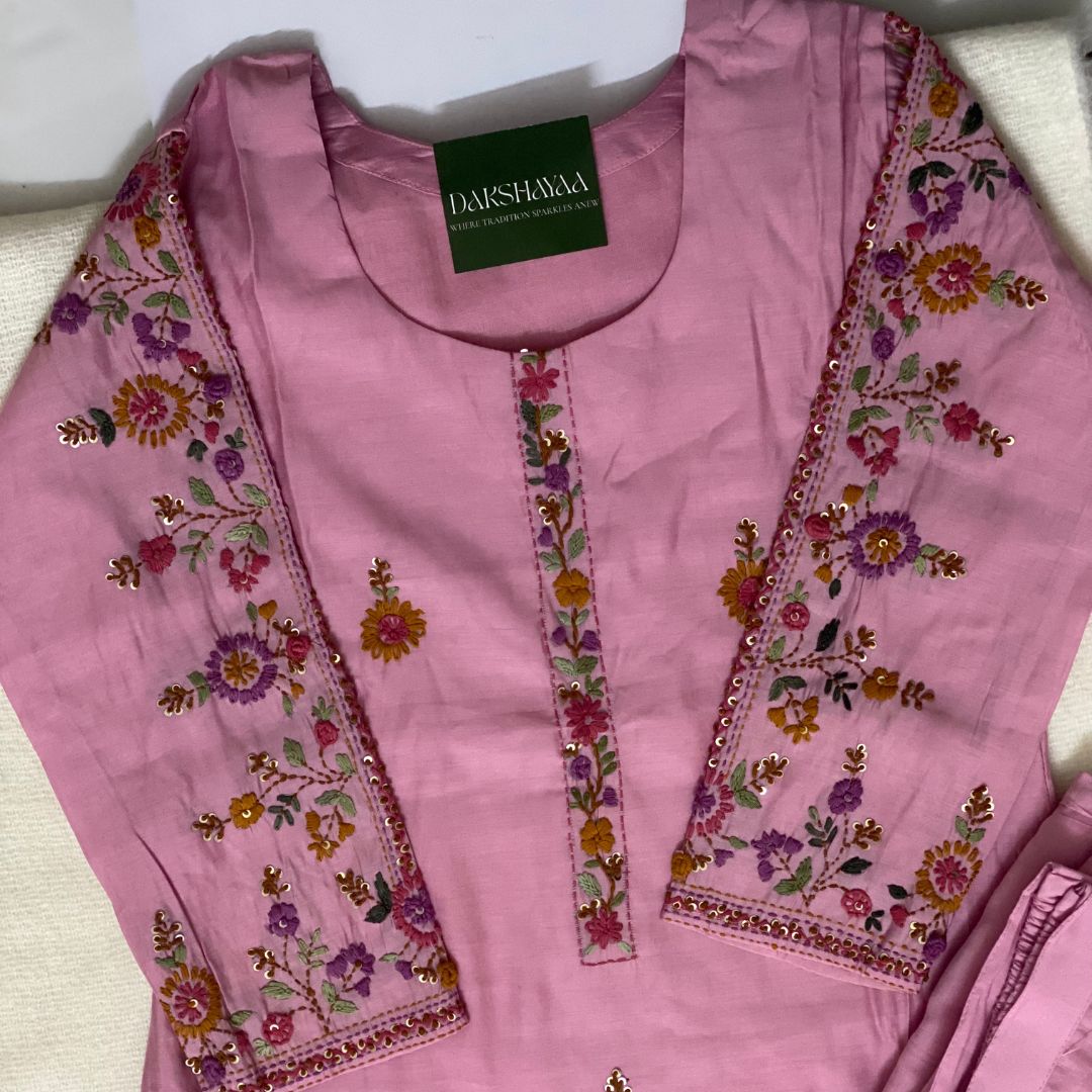 Blush Bloom Embroidered Kurta Set