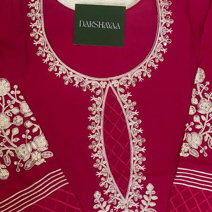 Hot Pink Blossom Embroidered Kurta Set