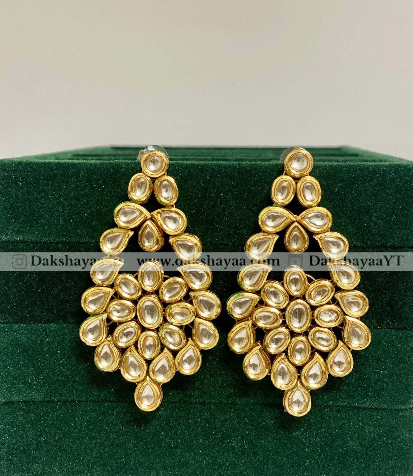 All-White Polki Layered Floral Statement Earrings