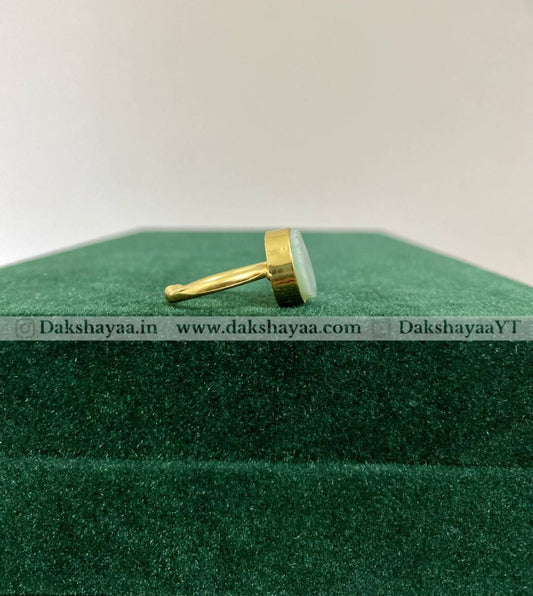 Amazonite Cabochon Ring | Gold Plated Brass