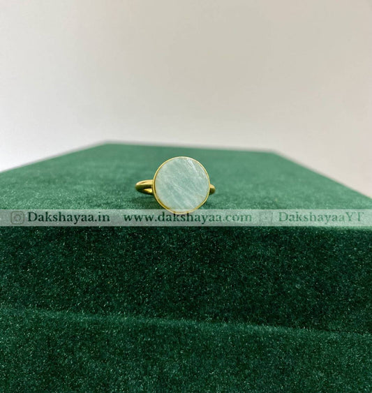 Amazonite Cabochon Ring | Gold Plated Brass