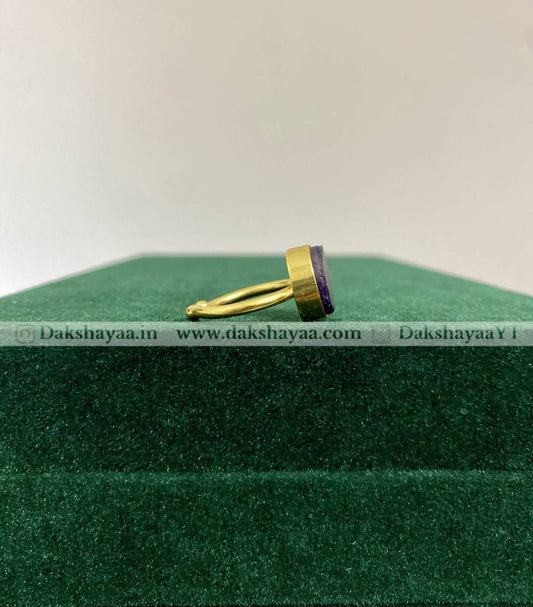 Amethyst Cabochon Ring | Gold Plated Brass