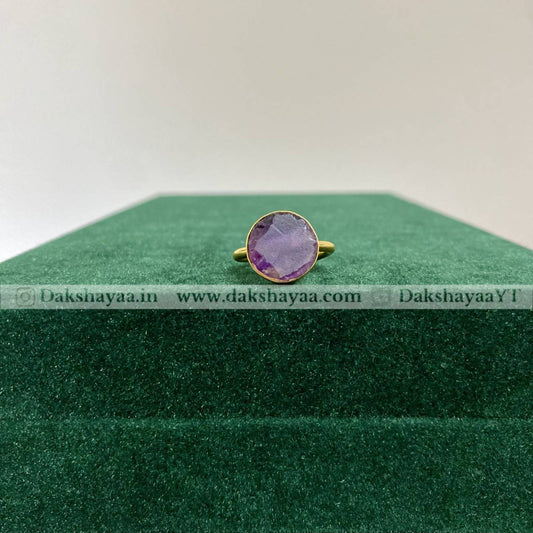 Amethyst Cabochon Ring | Gold Plated Brass