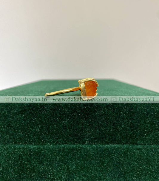 Carnelian Double Raw Crystal Ring | Gold Plated Brass