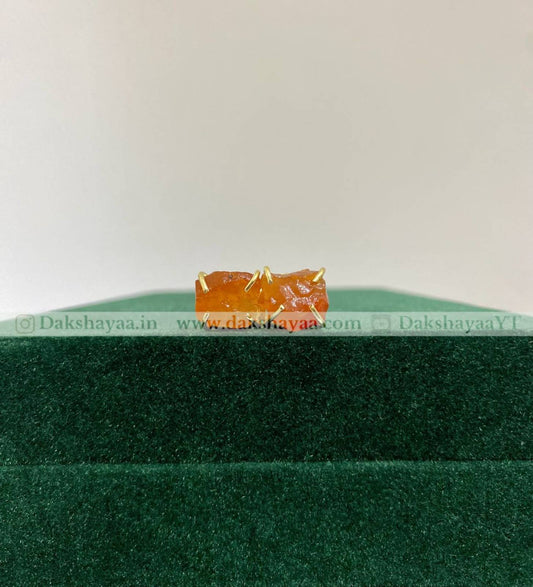 Carnelian Double Raw Crystal Ring | Gold Plated Brass