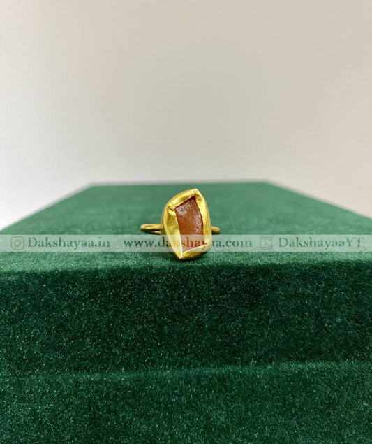  Carnelian Raw Crystal Ring | Gold Plated Brass