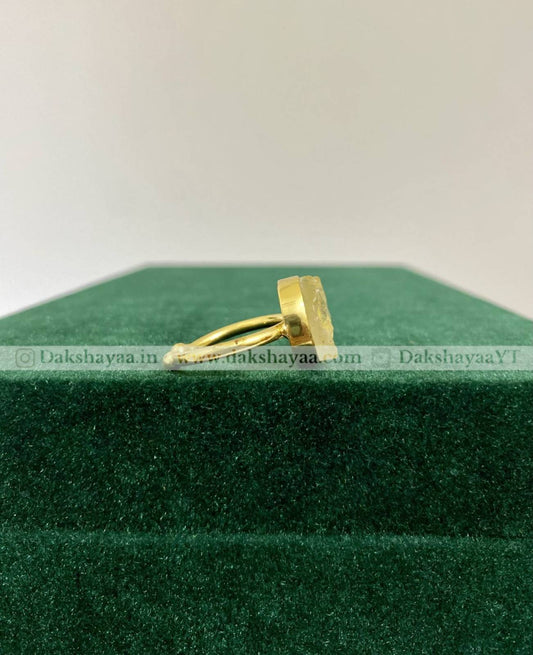 Clear Quartz Cabochon Ring | Gold Plated Brass
