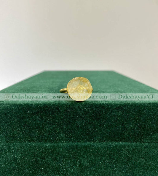 Clear Quartz Cabochon Ring | Gold Plated Brass
