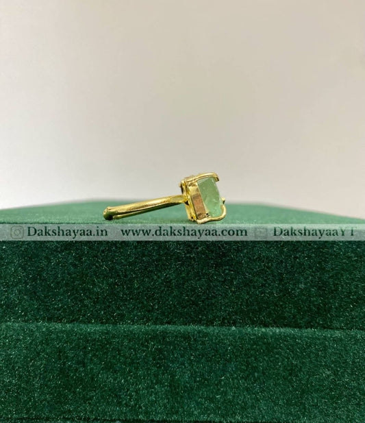 Clear Quartz & Fluorite Double Raw Crystal Ring | Gold Plated Brass