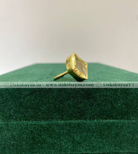 Clear Quartz Raw Crystal Ring | Gold Plated Brass