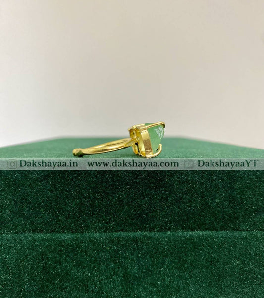 Fluorite Double Raw Crystal Ring | Gold Plated Brass