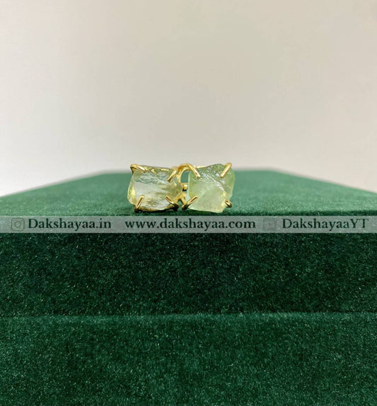 Fluorite Double Raw Crystal Ring | Gold Plated Brass