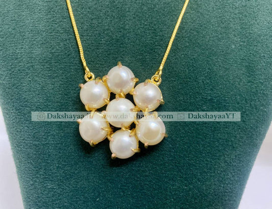Freshwater Pearl Cluster Necklace | Gold Plated Brass