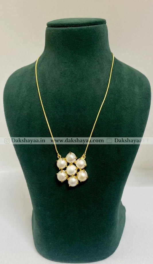Freshwater Pearl Cluster Necklace | Gold Plated Brass