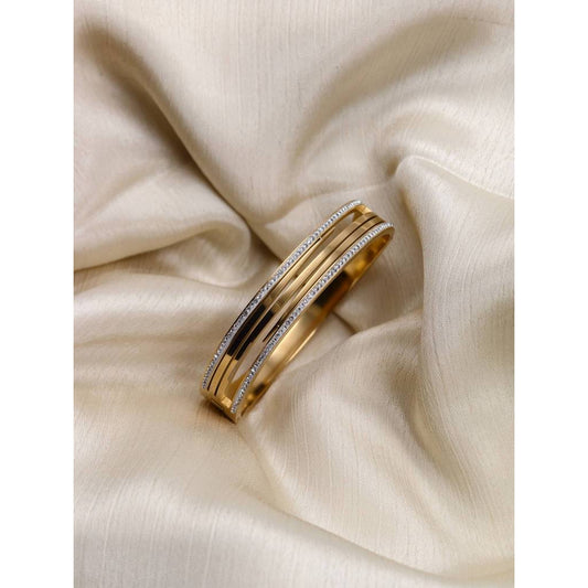 Triple Stripe Minimal CZ Bangle | 18K Gold Plated Stainless Steel