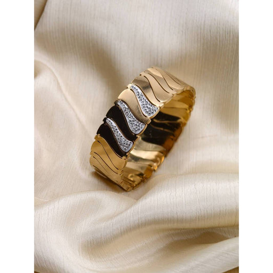 Wave Enamel CZ Hinged Bracelet | 18K Gold Plated Stainless Steel