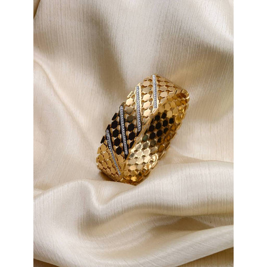 Scale CZ Enamel Hinged Bracelet | 18K Gold Plated Stainless Steel