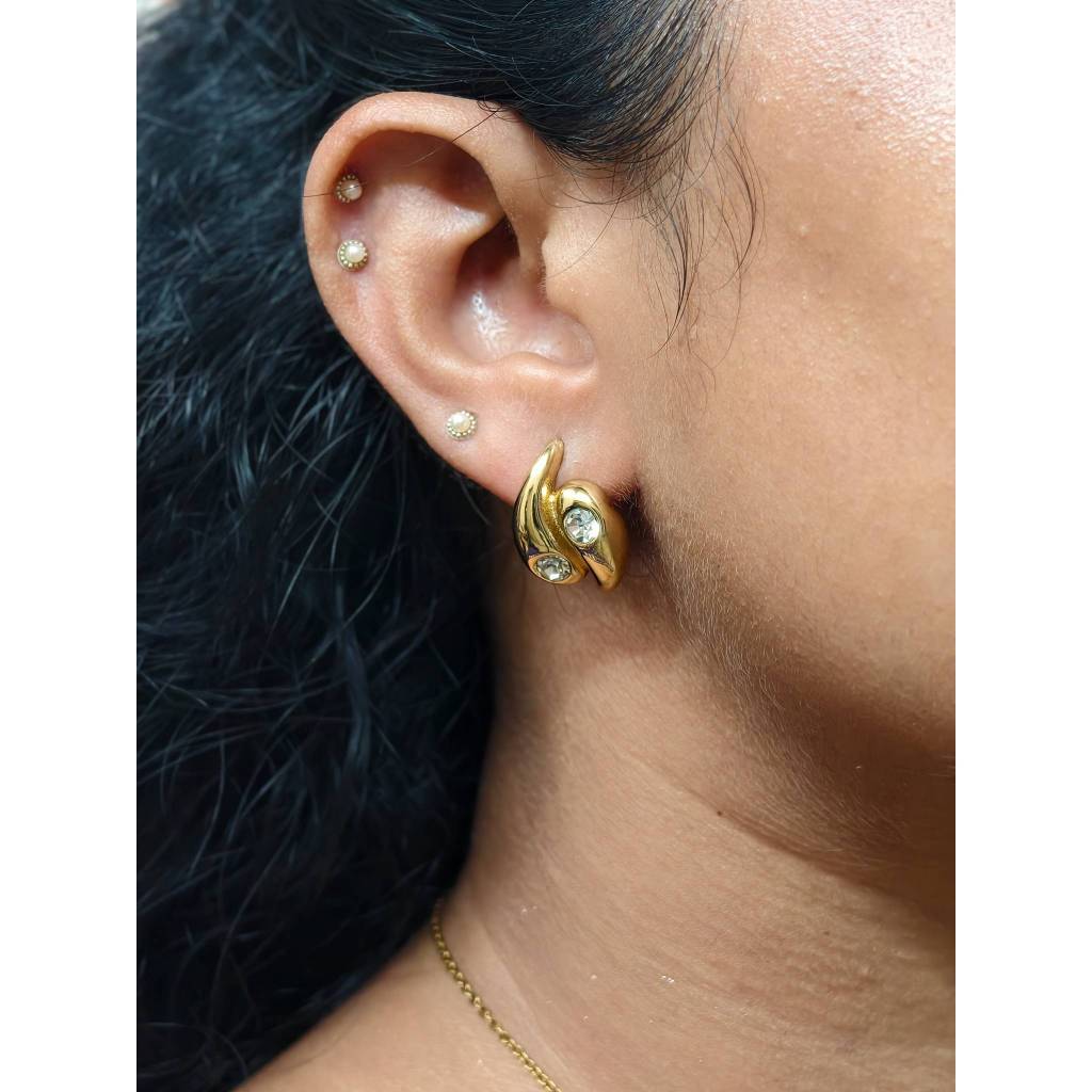 Yin Yang Wave Stud Earrings