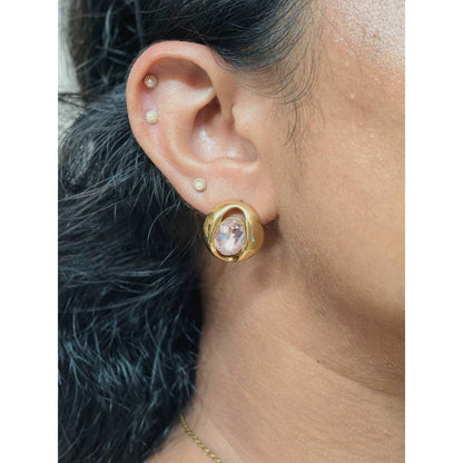 Dome Gem Stud Earrings