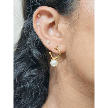 Pearl Hoop Drop Studs