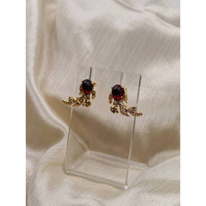 Ruby Leaf Drop Studs