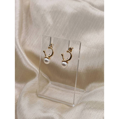 Pearl Hoop Drop Studs