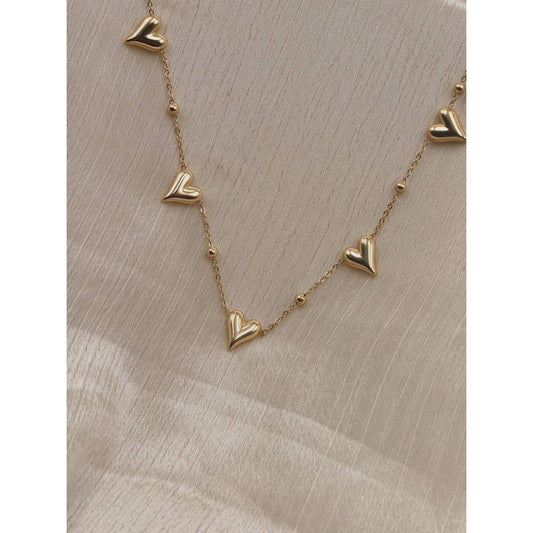 Heart Bead Station Necklace