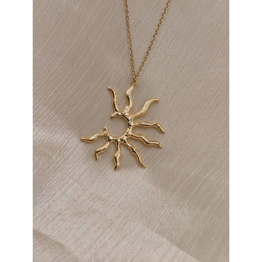 Bold Abstract Sun Pendant Necklace