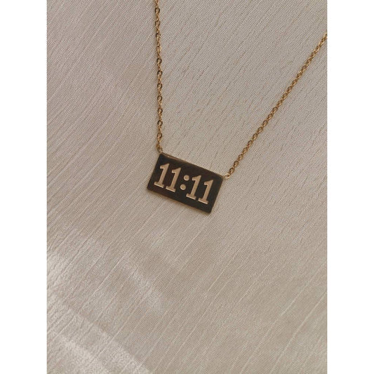 Minimalist "11:11" Rectangle Pendant Necklace