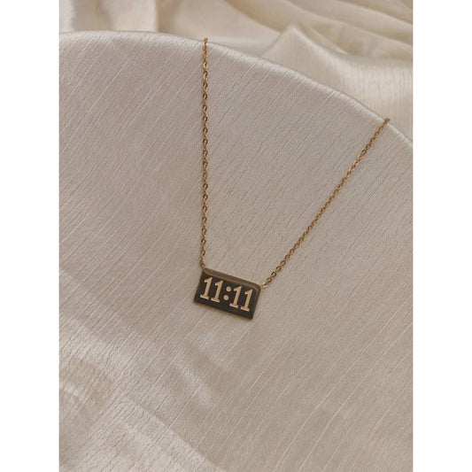 Minimalist "11:11" Rectangle Pendant Necklace