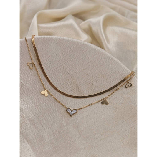 Minimalist Gold Heart Layered Necklace
