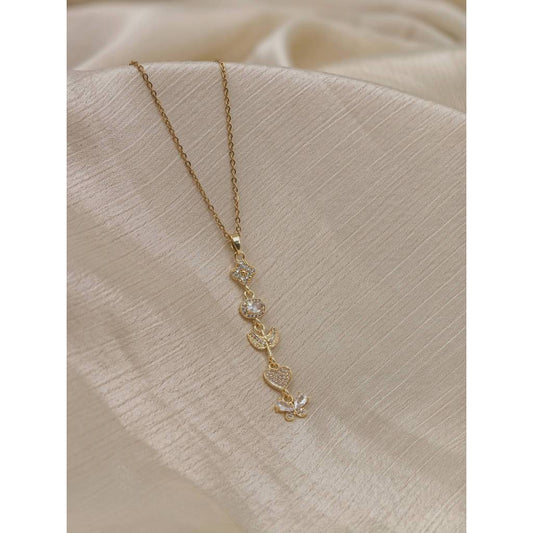 Cz Charms Vertical Drop Necklace