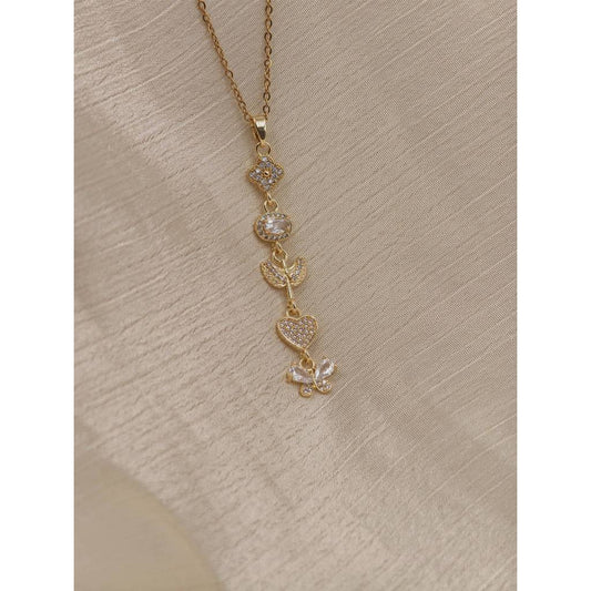 Cz Charms Vertical Drop Necklace