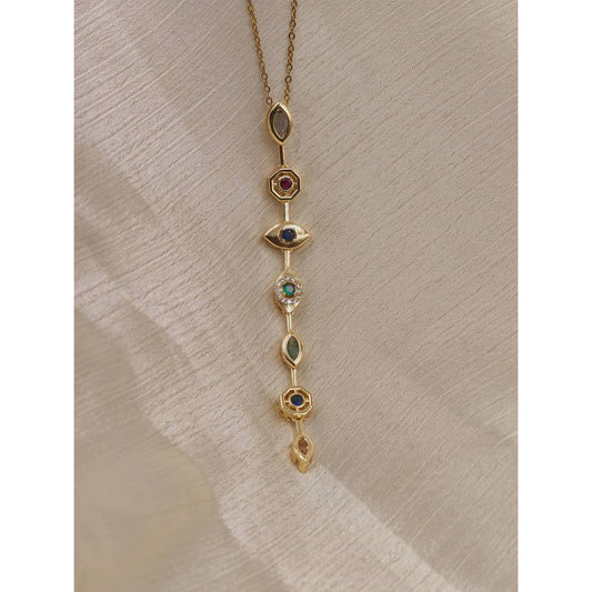 Evil Eye Station Drop Necklace