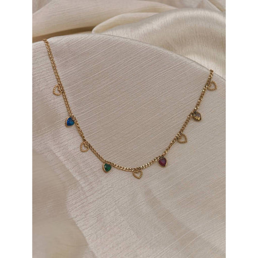 Rainbow Heart Dangle Necklace