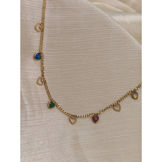 Rainbow Heart Dangle Necklace