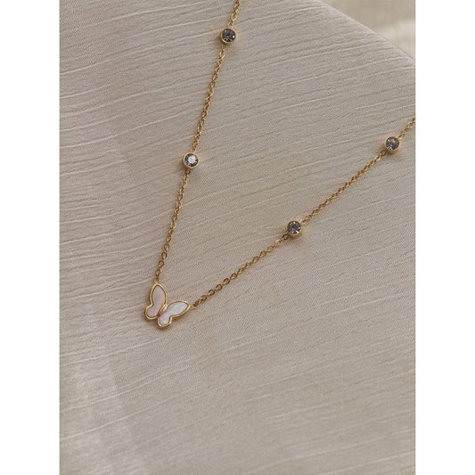 Minimalist Mother-of-Pearl Butterfly Necklace