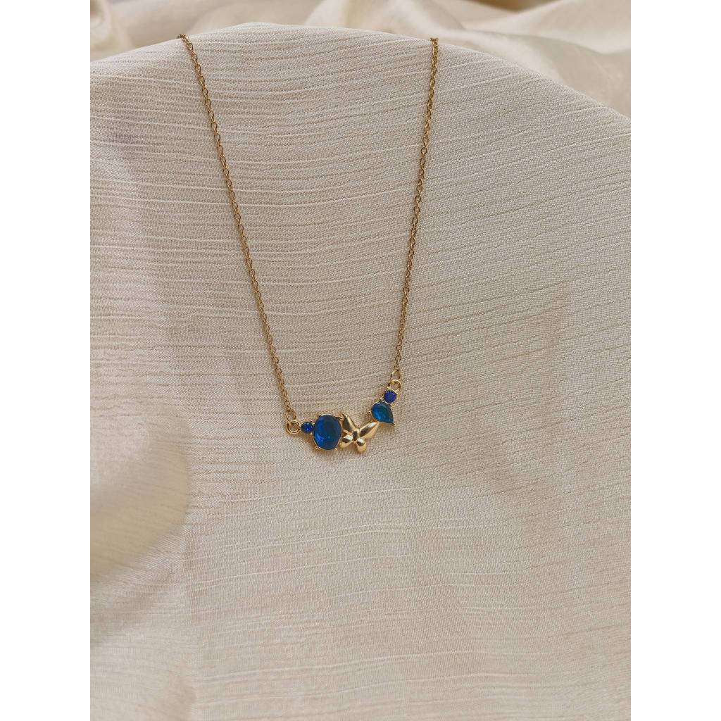 Sapphire Butterfly Pendant Necklace