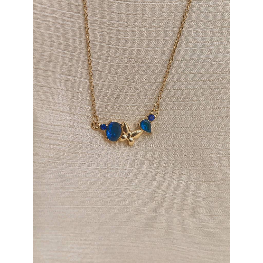 Sapphire Butterfly Pendant Necklace