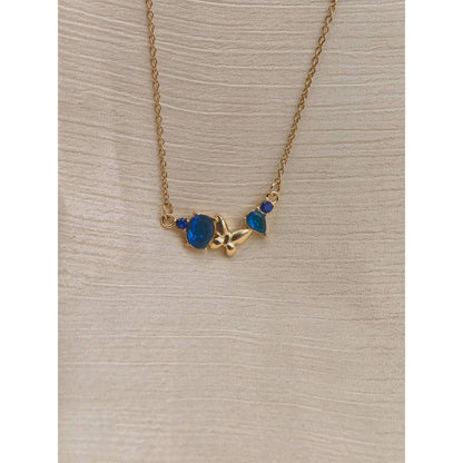 Sapphire Butterfly Pendant Necklace