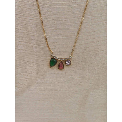 Multi Stone Teardrop Pendant Necklace