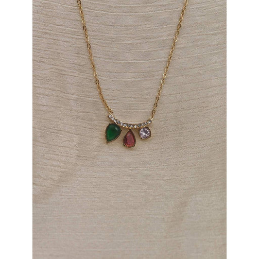 Multi Stone Teardrop Pendant Necklace
