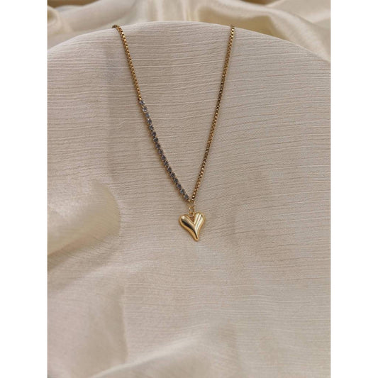 Clear Rhinestone Heart Pendant Necklace