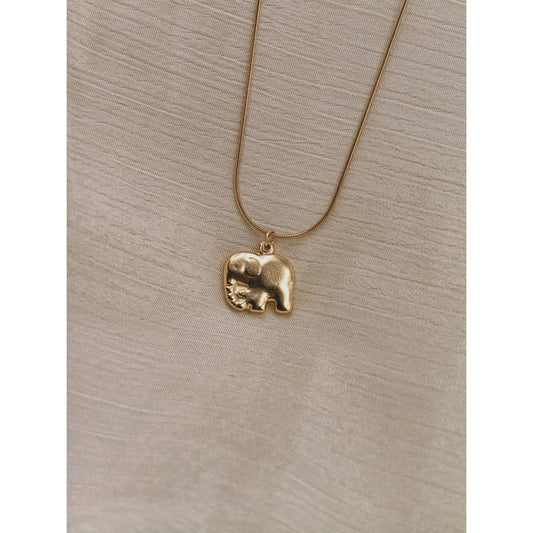 Textured Elephant Pendant Necklace