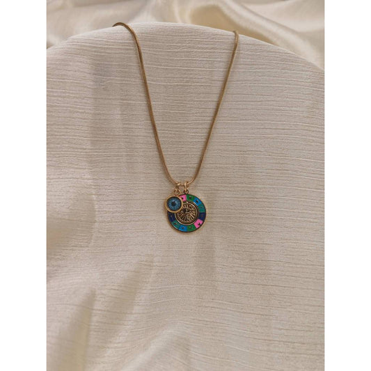 Zodiac Wheel Evil Eye Necklace