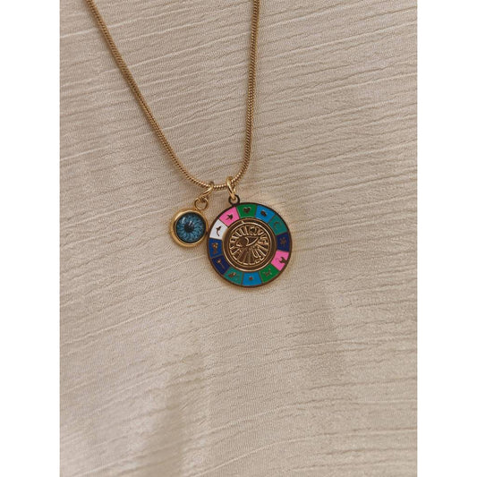 Zodiac Wheel Evil Eye Necklace