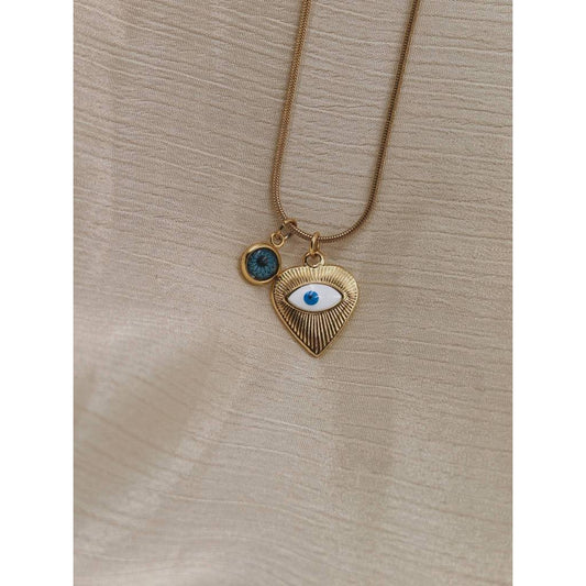 Evil Eye Heart Pendant Necklace